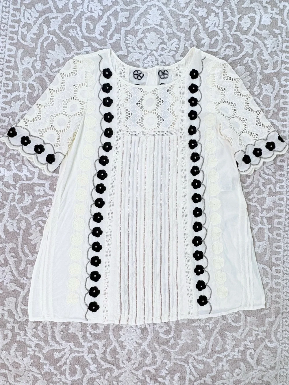 Anthropologie | Floreat Veille Embellished Lace Top